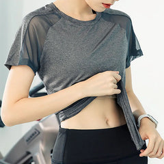 Aiithuug Short Sleeve Workout Tops for Women Stretchy Slim Fit Running Sports Shirts Dry Fit Mesh Yoga Gym Top Fit T-Shirt