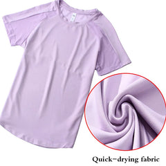 Aiithuug Short Sleeve Workout Tops for Women Stretchy Slim Fit Running Sports Shirts Dry Fit Mesh Yoga Gym Top Fit T-Shirt
