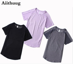 Aiithuug Mesh Breathable Back Yoga Short Sleeve Workout Shirt Running Shirt Athletic Tee Top Women Gym Short-Sleeve Lightweight