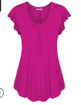 women's spring and summer solid color lotus leaf sleeve short-sleeved T-shirt womens clothing