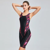 Quick Dry Swimwear Professional Knee Length Round Neck Swimsuit Women One Piece Sport Bathing Suit Rashguard Surf
