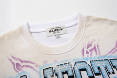 Majestik “Athletic” Eagle Rhinestone Vintage Tee(White)