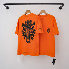 Chrome Hearts Dagger & Floral Vine Graphic Short Sleeve T-Shirt (Orange)