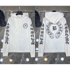 Chrome Hearts Gothic Letter "B" Horseshoe Hoodie (White)