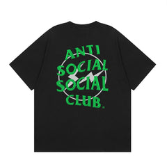 Anti Social Social Club Green Lightning Circle Logo T-Shirt - Black