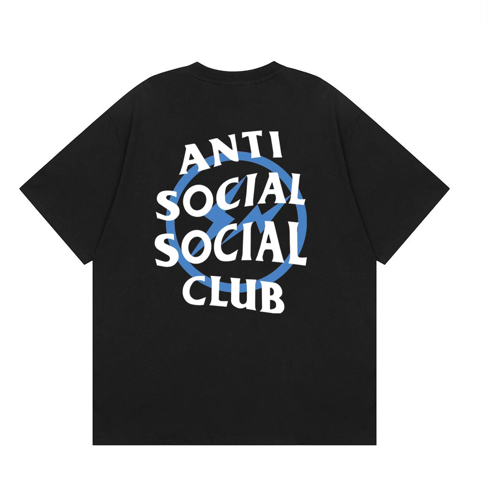 Anti Social Social Club Blue Circle Logo T-Shirt - Black/White