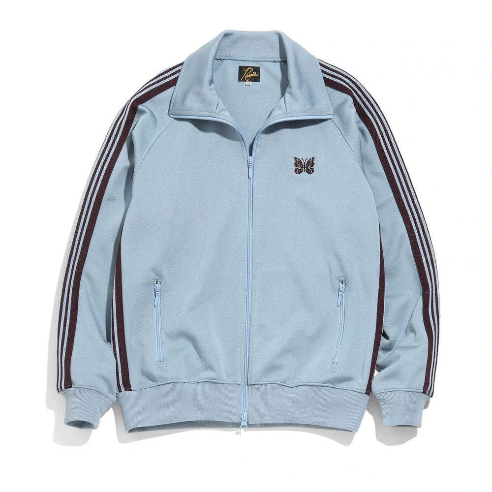Needles Style Embroidered Butterfly Track Jacket - Light Blue/Burgundy