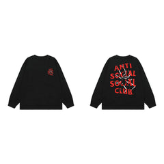 Anti Social Social Club Spider Red Logo Long Sleeve T-Shirt - Black