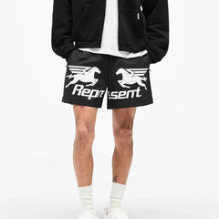 Represent Pegasus Graphic Nylon Shorts - Black