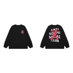 Anti Social Social Club X-Cross Red Logo Long Sleeve T-Shirt - Black