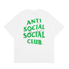 Anti Social Social Club Green Lightning Circle Logo T-Shirt - White
