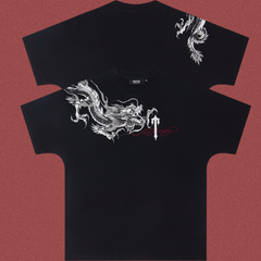 Trapstar Wrapping Dragon & Gothic "T" Graphic Tee - Black