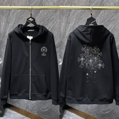 Chrome Hearts Starry Night Cross Zip-Up Hoodie (Black)