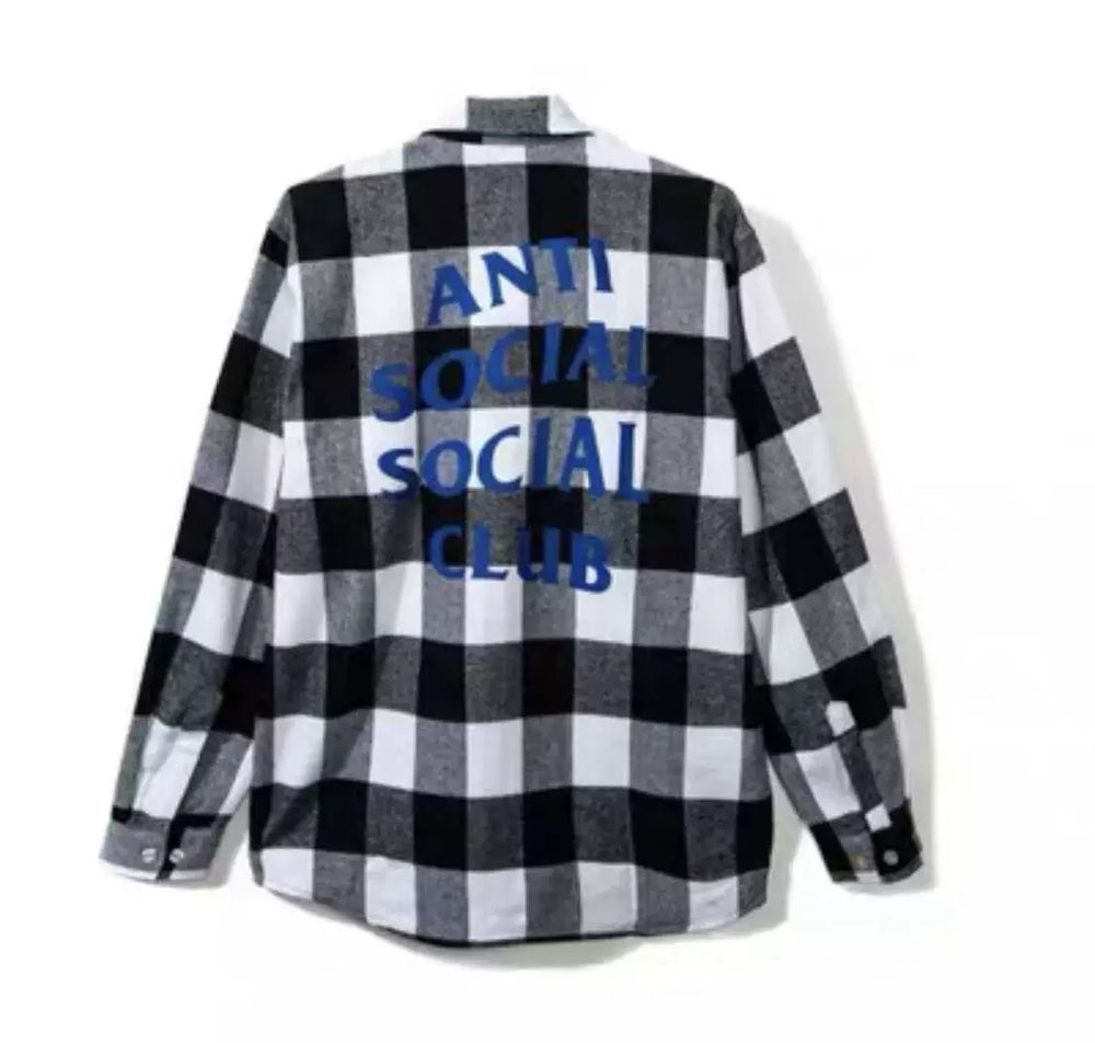 Anti Social Social Club Plaid Flannel Shirt - Black/White/Blue