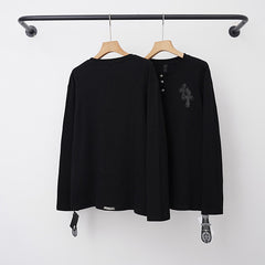 Chrome Hearts Dark Cross Motif Henley Long Sleeve (Black)
