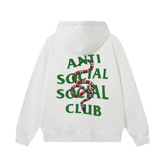 Anti Social Social Club Snake Green Logo Hoodie - White