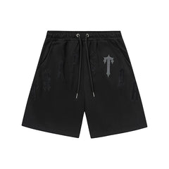 Trapstar Tonal Gothic Arch Logo Sweat Shorts - Black