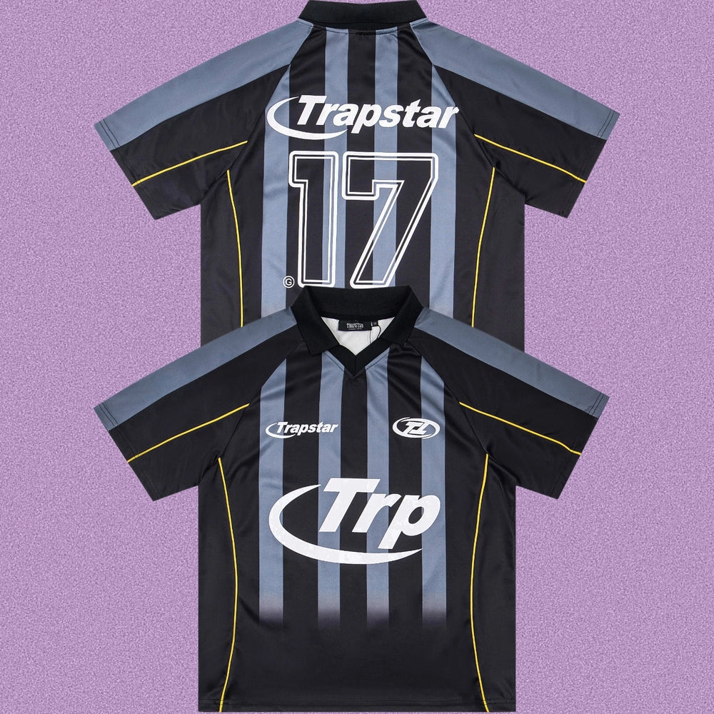 Trapstar Vertical Stripe Football Jersey - Black/Charcoal