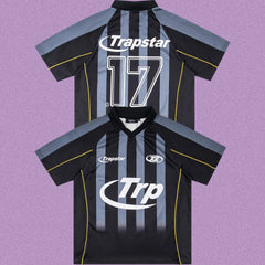 Trapstar Vertical Stripe Football Jersey - Black/Charcoal