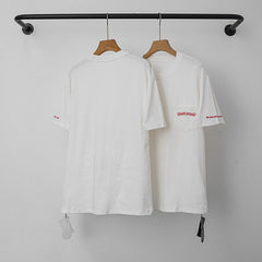 Chrome Hearts Red-Accented Sleeve & Horseshoe Short Sleeve T-Shirt (White)