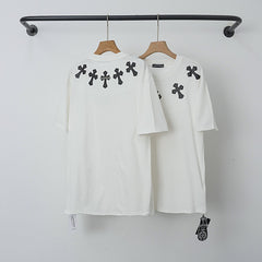 Chrome Hearts Collar Cross Print Short Sleeve T-Shirt (White)