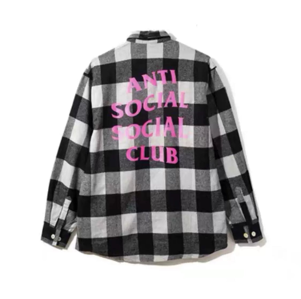 Anti Social Social Club Plaid Flannel Shirt - Black/White/Pink