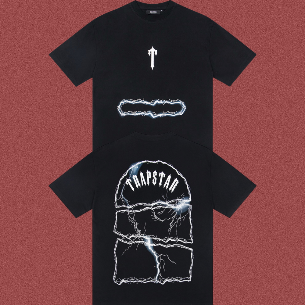 Trapstar Cracked Stone & Lightning Graphic Tee - Black