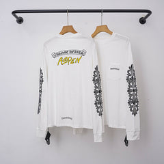 Chrome Hearts "ASPEN" Gothic Script & Cross Long Sleeve (White)