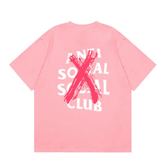 Anti Social Social Club Red X-Cross Logo T-Shirt - Pink
