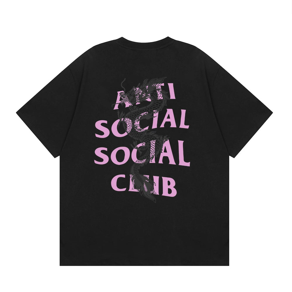 Anti Social Social Club Dragon Pink Logo T-Shirt - Black