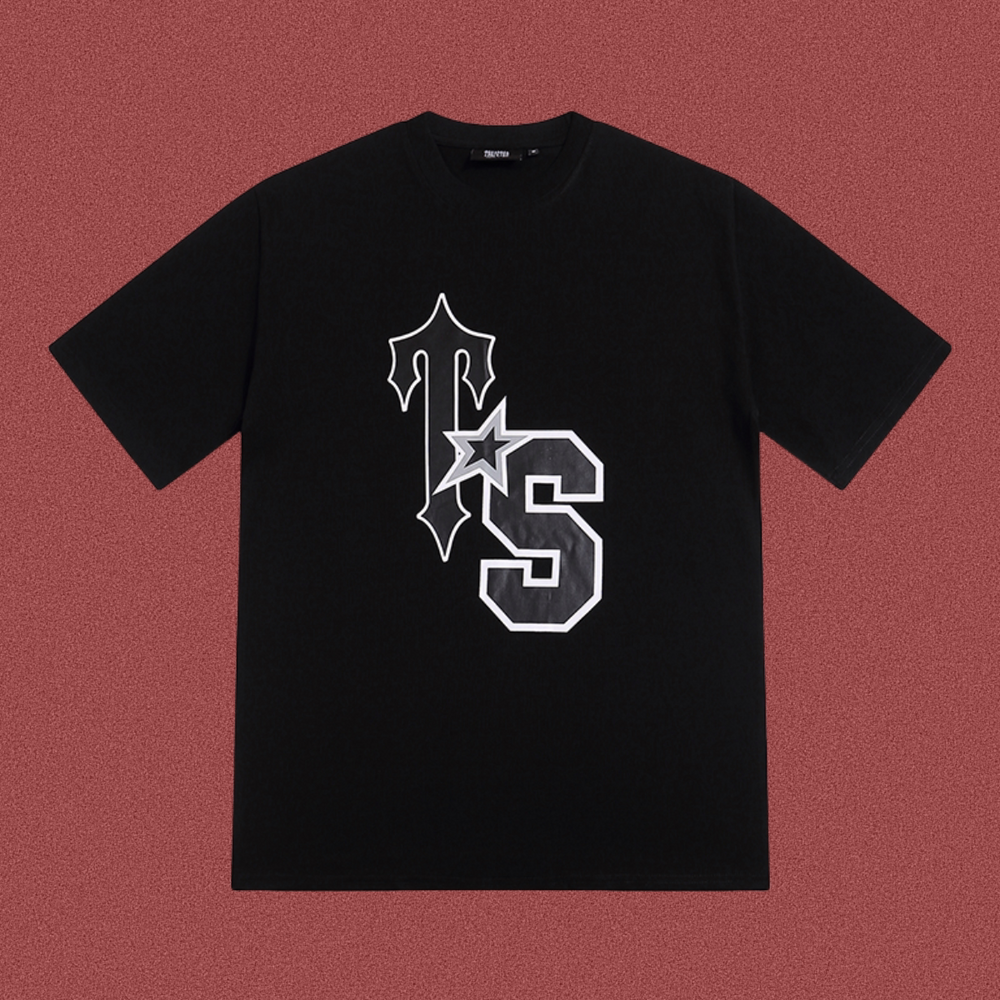Trapstar Large "TS" Varsity Monogram Tee - Black