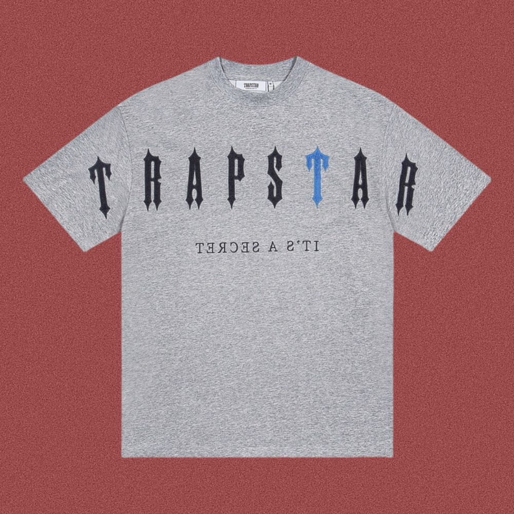 Trapstar Gothic Arch Logo Tee - Heather Grey/Blue