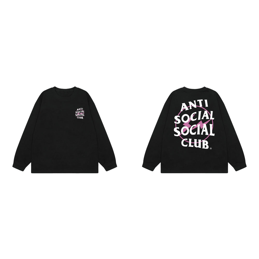 Anti Social Social Club Pink Circle Logo Long Sleeve T-Shirt - Black