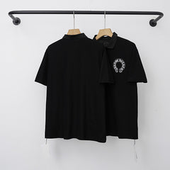 Chrome Hearts Horseshoe Logo Short Sleeve Polo Shirt (Black)