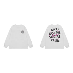 Anti Social Social Club Pink Circle Logo Long Sleeve T-Shirt - White