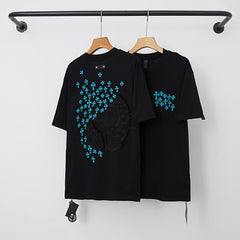 Chrome Hearts Diagonal Blue Cross Cluster Short Sleeve T-Shirt (Black)