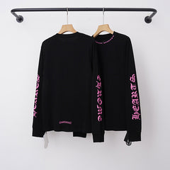 Chrome Hearts Pink Gothic Script Collar & Sleeve Long Sleeve (Black)