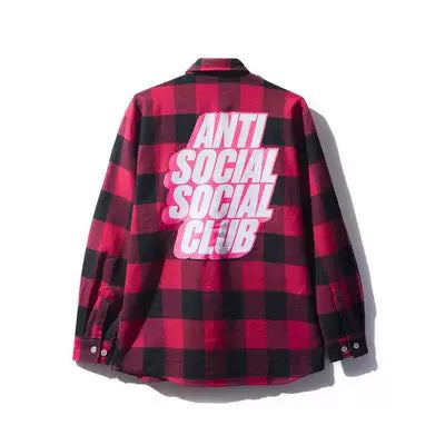 Anti Social Social Club Plaid Flannel Shirt - Red/Pink
