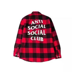 Anti Social Social Club Plaid Flannel Shirt - Red/Black/White