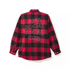 Anti Social Social Club Plaid Flannel Shirt - Red/Black/Outline