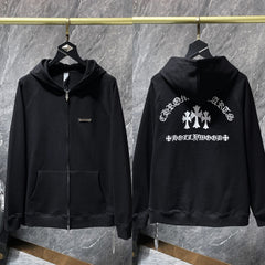 Chrome Hearts "Hollywood" Cross Zip-Up Hoodie (Black)