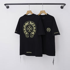 Chrome Hearts Yellow Horseshoe & Cross Short Sleeve T-Shirt (Black)