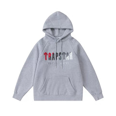 Trapstar Style Autumn/Winter Red-Black-White Gradient Hoodie - Heather Grey