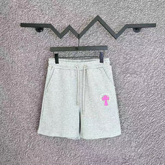 Chrome Hearts Light Gray & Pink Cross Logo Sweatshorts