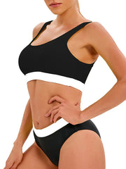 Contrast Color Bikini Set Women Backless Split Swimsuit Holiday Bathing Suit Summer Two-pieces Beachwear Bikini