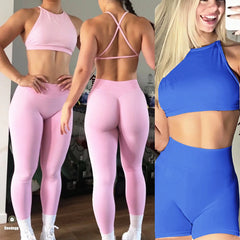 Seamless Dynamic High Neck Yoga Set Belly Bra Scrunch Women Workout Shorts Fitness Legging Sport Pant Active Wear
