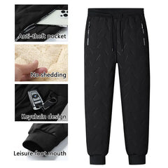 Winter Men Pant Cashmere Thicken Fleece Windproof Sweatpants Men Joggers Cotton Warm Pants Male Waterproof Thermal Trousers Winter