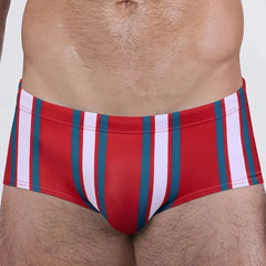 Men's Low Waist Stripe Triangle Color Block Swimming Suits Sporty Beach Thermal Swimwear Nylon Lycra Fabric Fitness