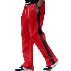 Loose Contrast Color Spliced Sports Straight-Piece Pants Spring and Autumn Men's Casual Pants Heavy Length