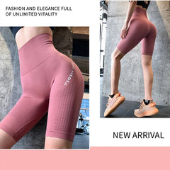 Yoga Stretchy Biker Yoga Shorts Athletic Running Workout Gym Shorts Butt Lift Tummy Control Workout Shorts 8 Inches